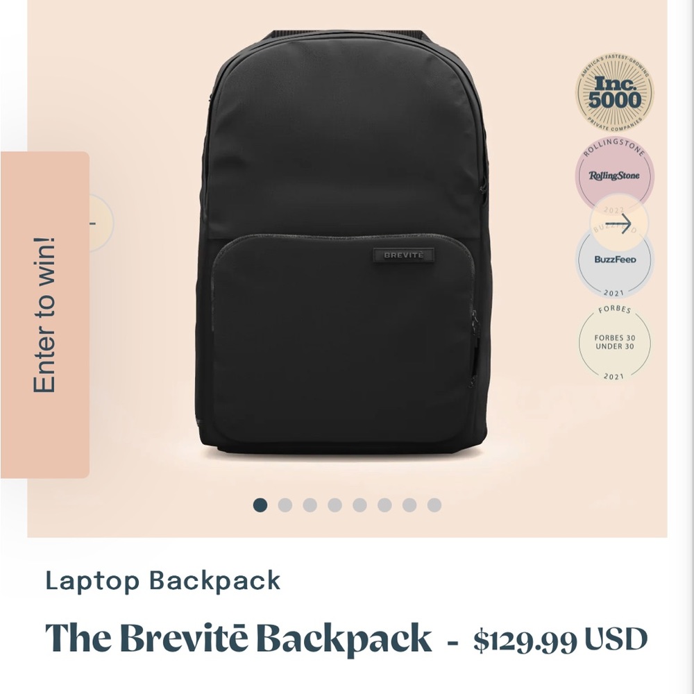 Black brevite laptop backpack